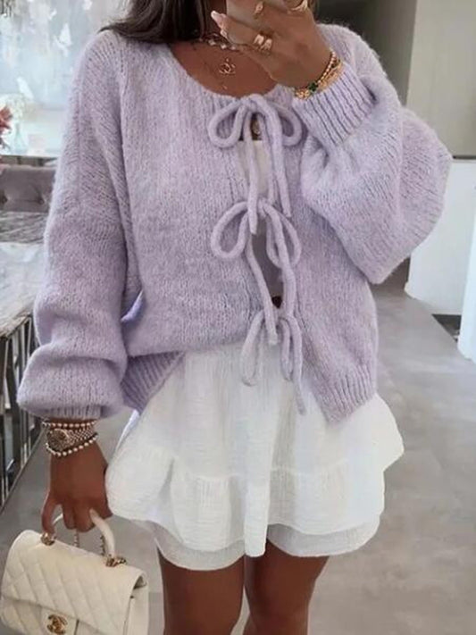 V-neck front tie Cardigan