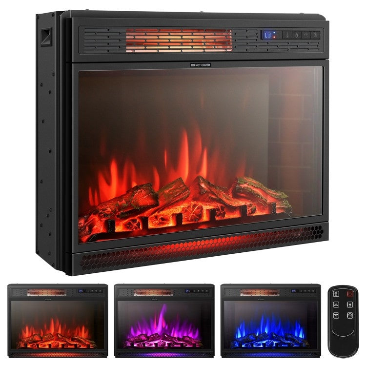 25 inch 3 Flame Colors Recessed Electric Heater with remote control and adjustable flame settings for versatile use in home or office.