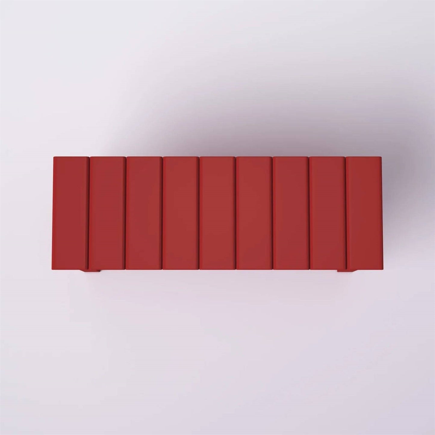 Top view of Red Wooden 2-Shelf Shoe Rack Storage Bench for Entryway or Closet with planked design.
