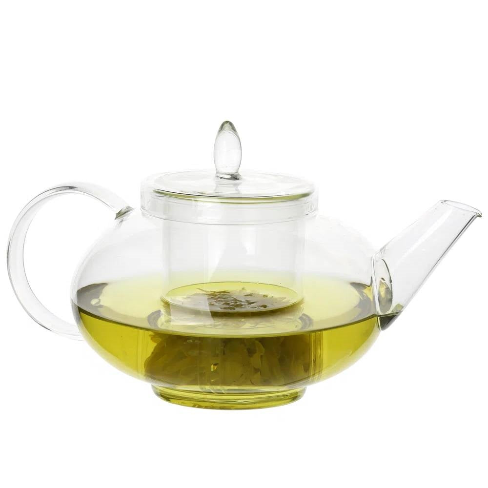 1,500 ml / 50 oz Borosilicate Glass Teapot with Removable Infuser filled with tea