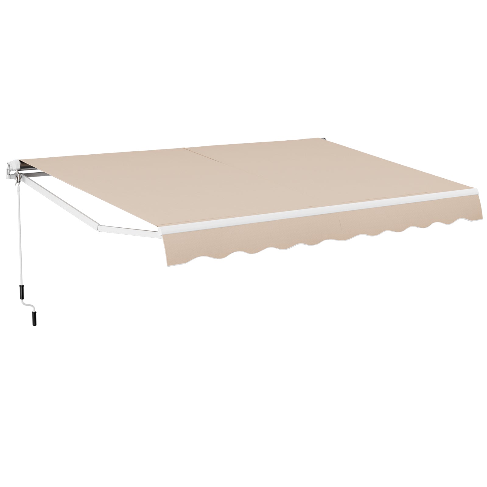 13 × 8 Feet Retractable Patio Awning Aluminum Deck Sunshade-Beige with longhand crank and adjustable angle for sun protection
