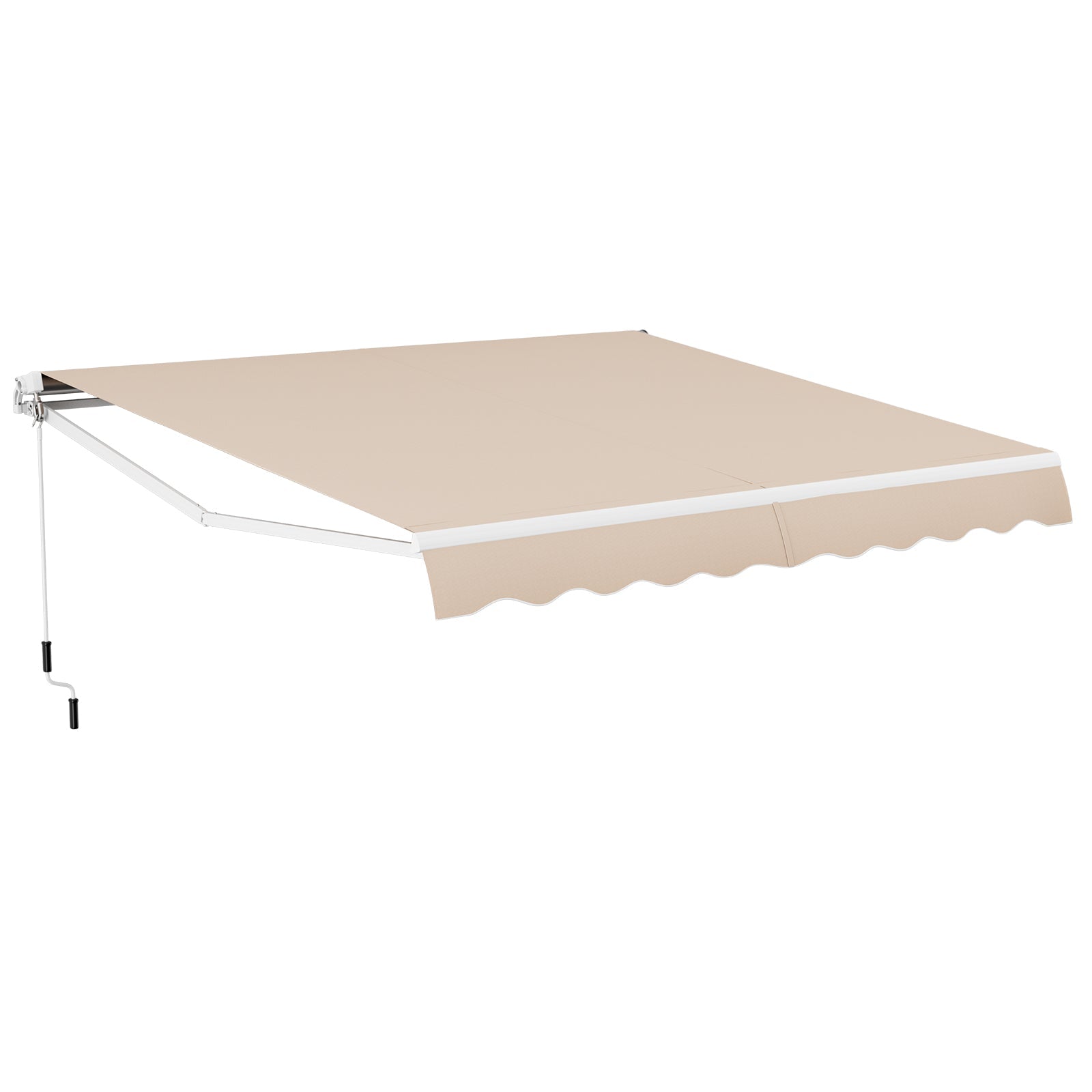 12 x 10 Feet Patio Retractable Awning Aluminum Sunshade Shelter-Beige with PA coating and adjustable angle