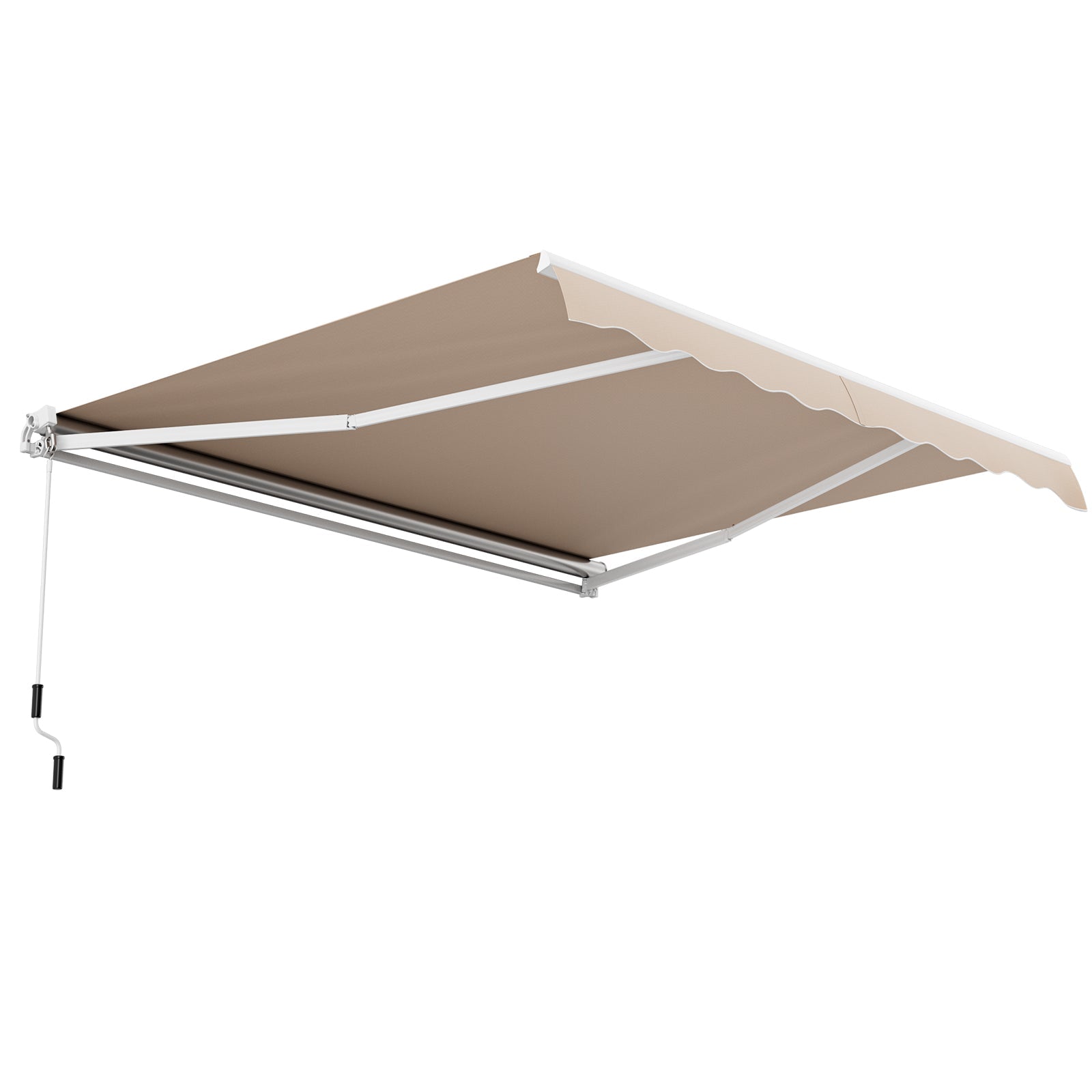 12 x 10 Feet Patio Retractable Awning Aluminum Sunshade Shelter-Beige with adjustable angle and PA coated fabric for sun protection