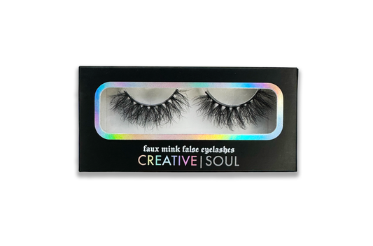 Ritual faux mink false eyelashes in packaging, vegan and cruelty-free, ultra-wispy style, includes free eyelash brush, by Creative Soul.