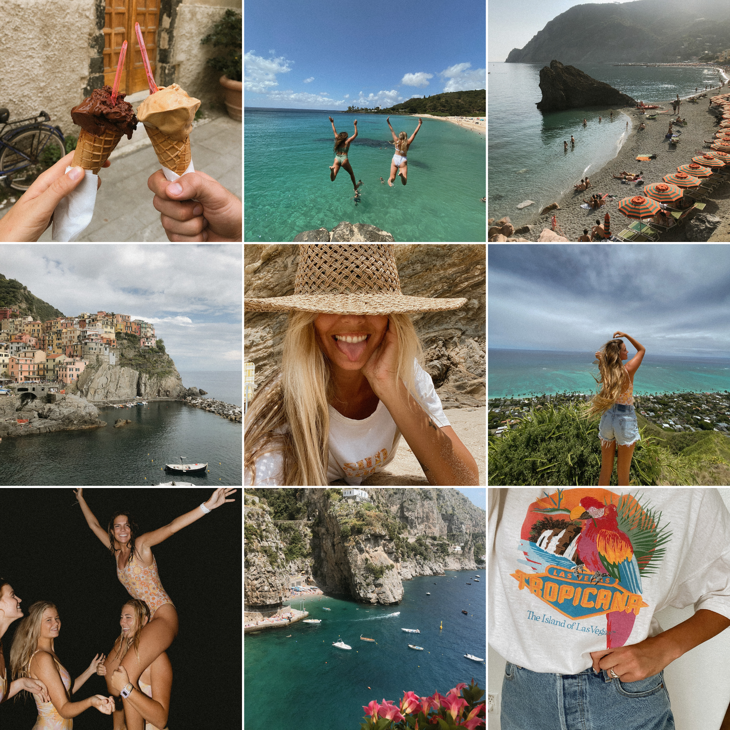 The aesthetic filters applied on various travel and beach photos, showcasing vibrant colors and relaxed vibes with the Lightroom presets.