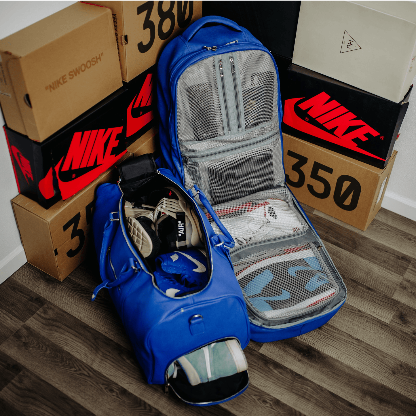 Royal Blue Leather Duffle Bag