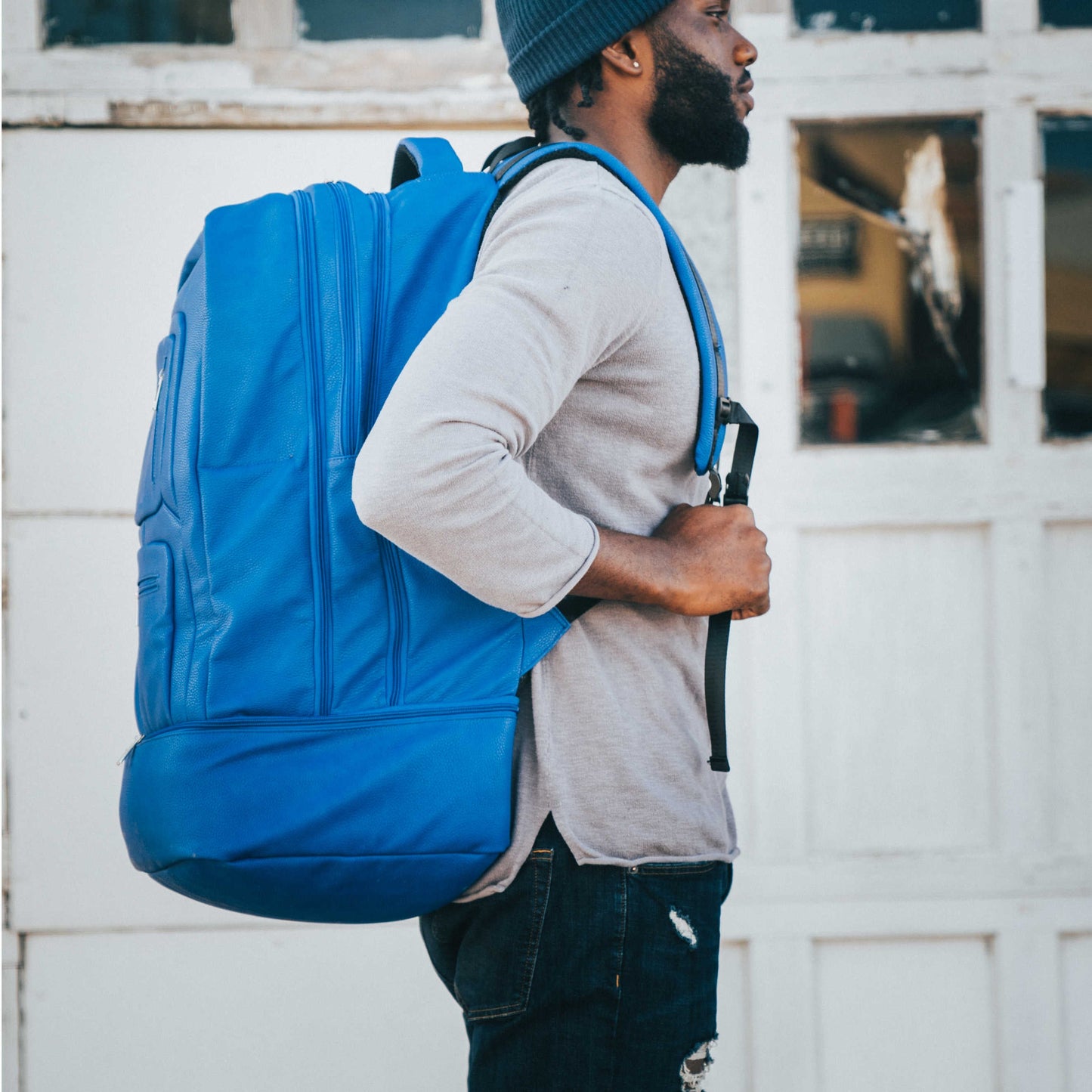 Royal Blue Leather Carryon Bag (XL Design) *Holds Size 17