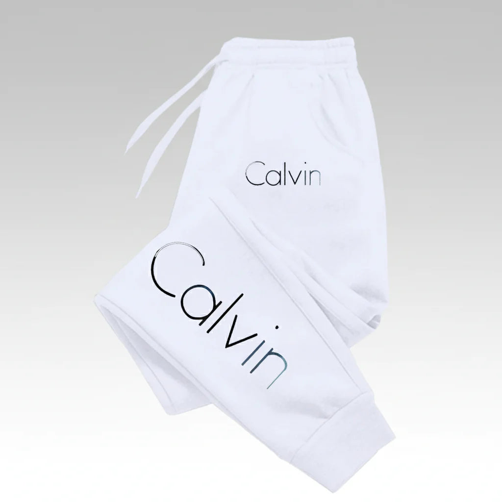 Unisex Street-Print Sweatpants Casual Jogging Pants in white, featuring bold street-style print and drawstring waistband for comfort and style.
