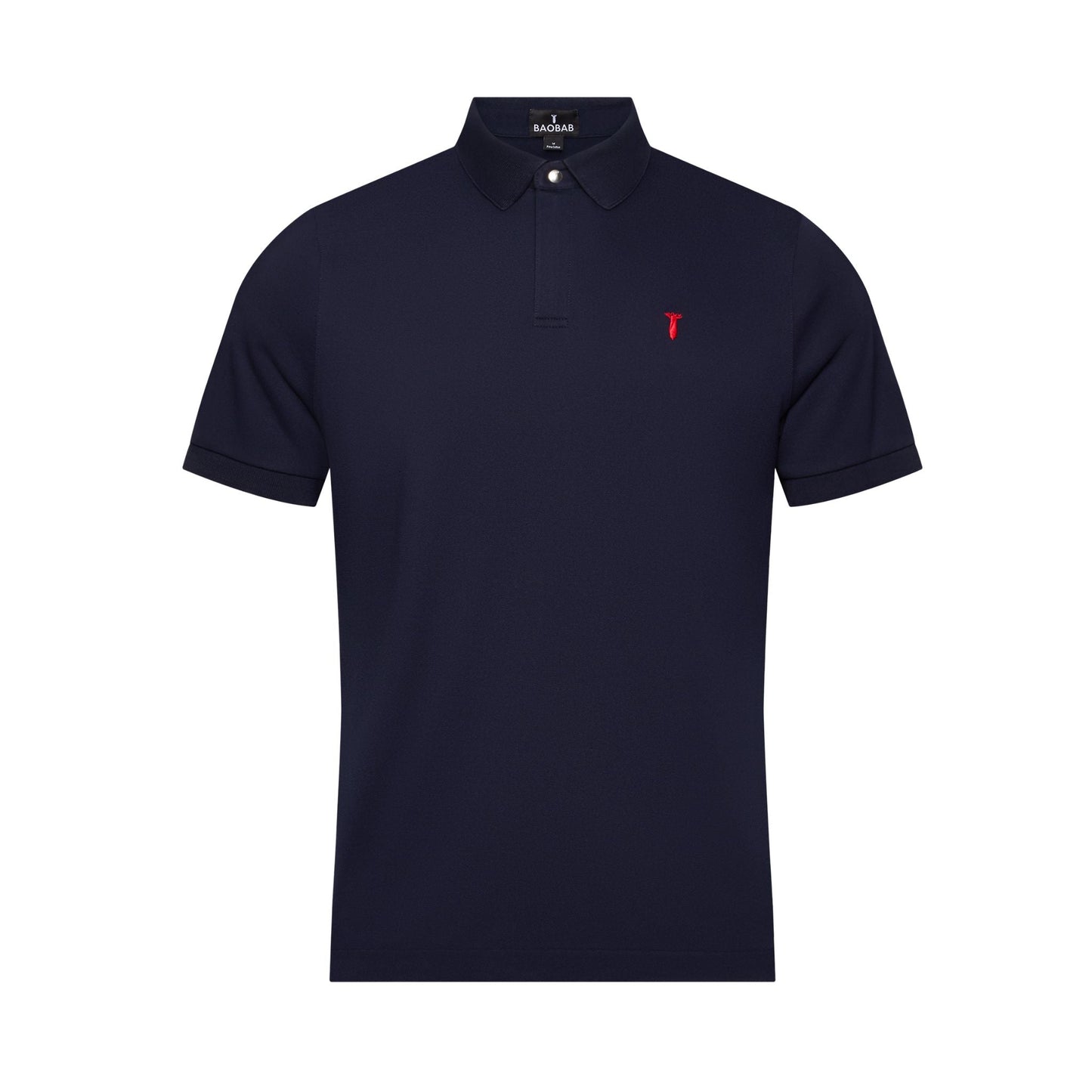 Short Sleeve Perfect Polo in navy featuring StaySharp™ collar and microfiber cloth, fade-resistant and wrinkle-free for modern comfort.