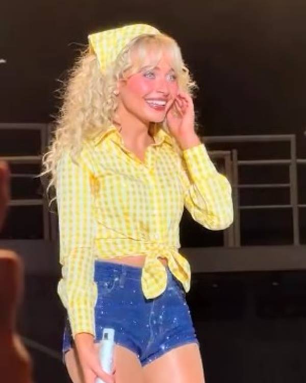 Sabrina Carpenter Yellow Checked Shirt