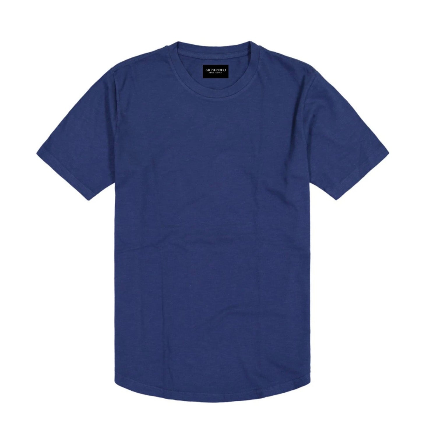 100% Pima Cotton Short Sleeve T-shirt in rich blue color, tailored lightweight fit, showcasing relaxed style and comfort.