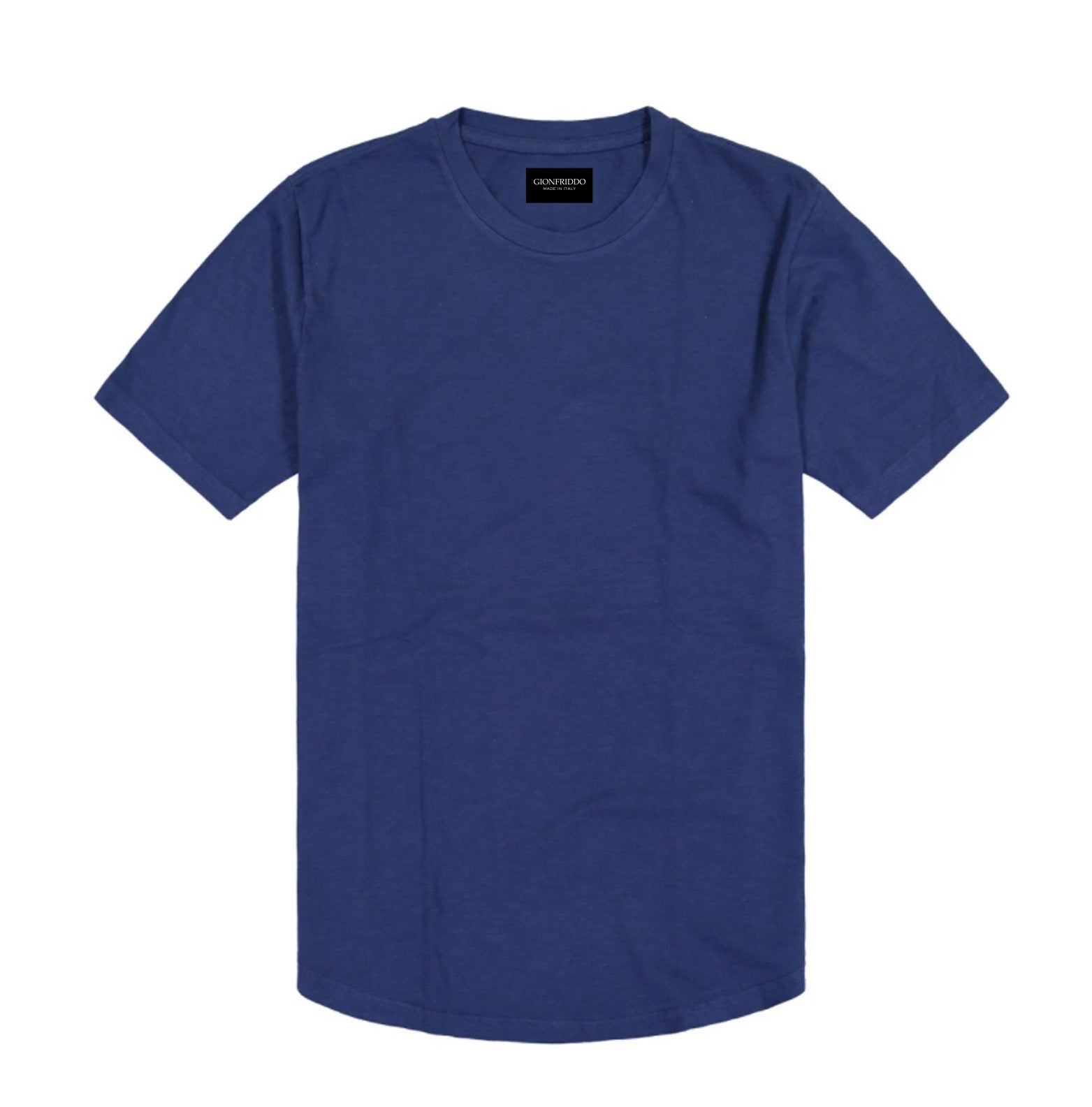 100% Pima Cotton Short Sleeve T-shirt in rich blue color, tailored lightweight fit, showcasing relaxed style and comfort.