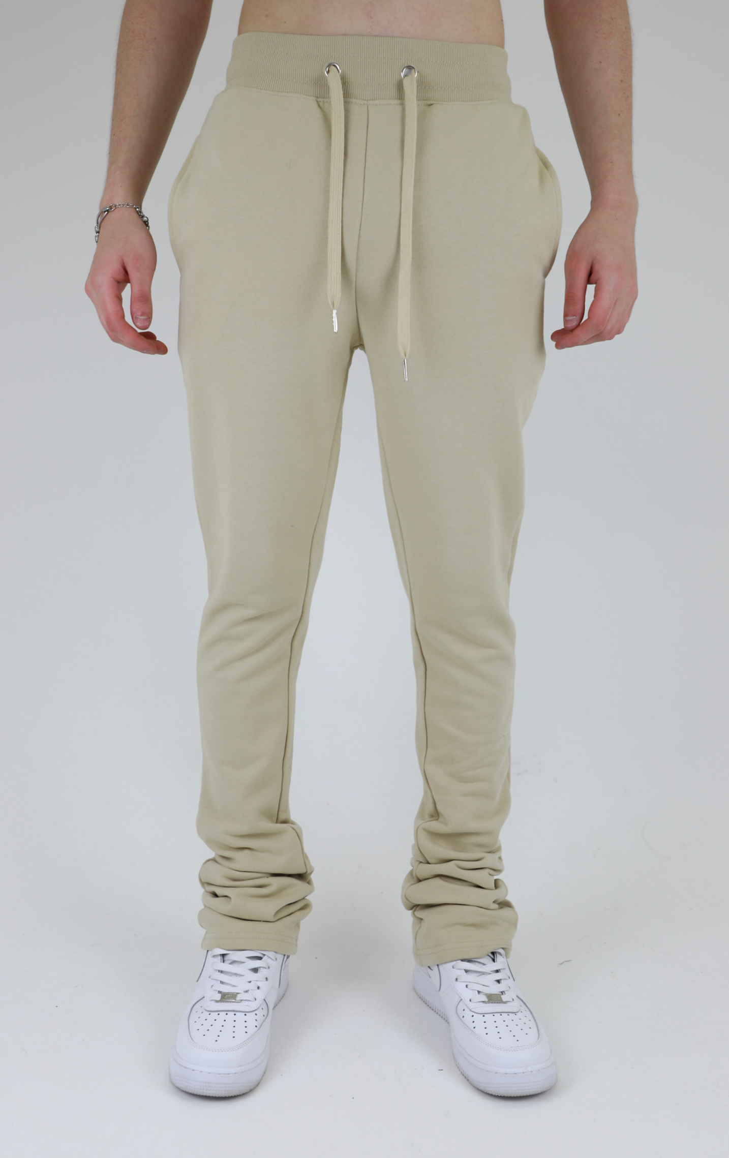 M5690-AJSKP MULTI-COLOR STACKED SWEATPANTS with adjustable drawstrings, elastic waistband, and back and side pockets