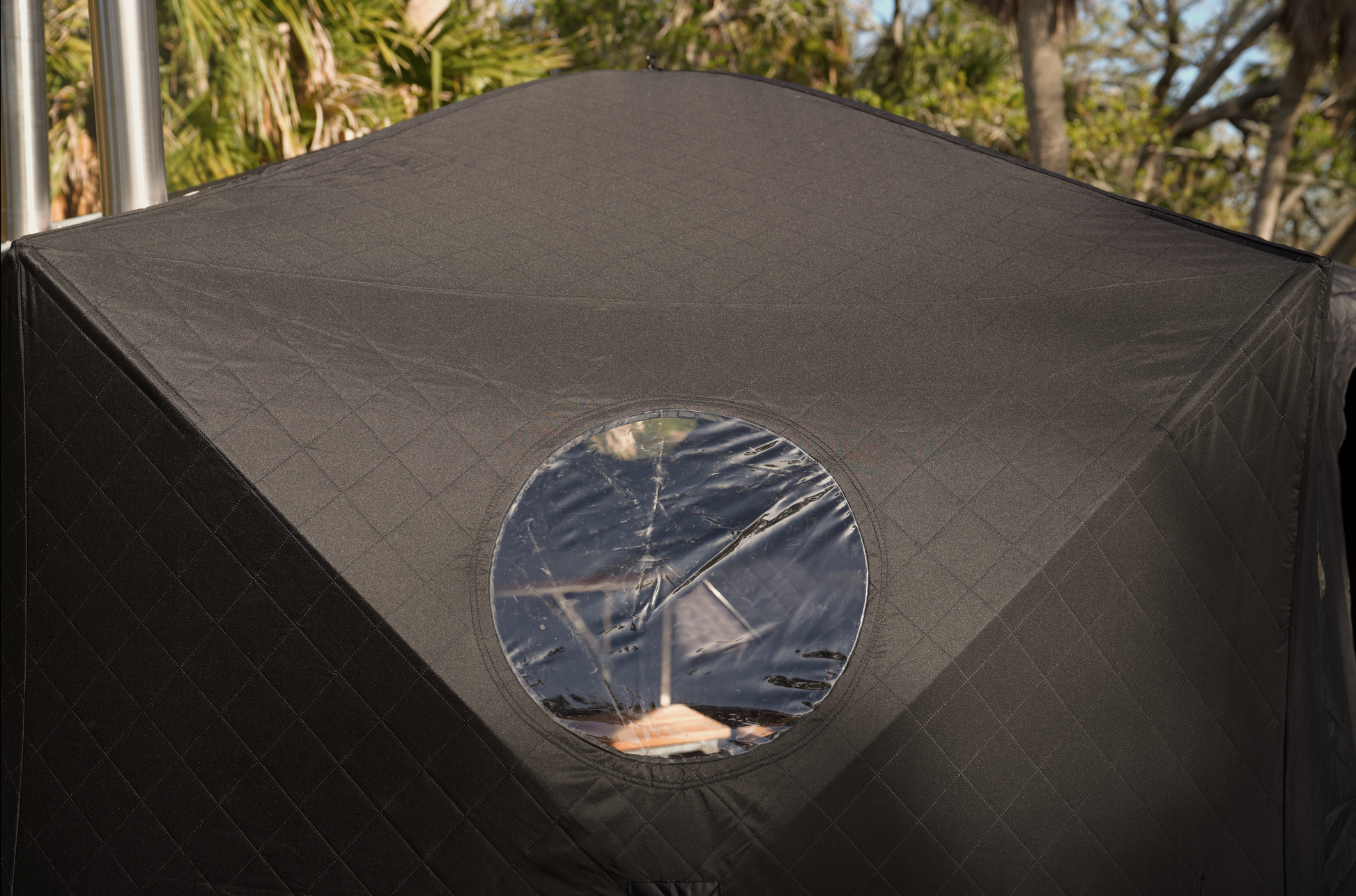 Dome Sauna Tent Starter Package (8-person) featuring exterior view and round window opening.