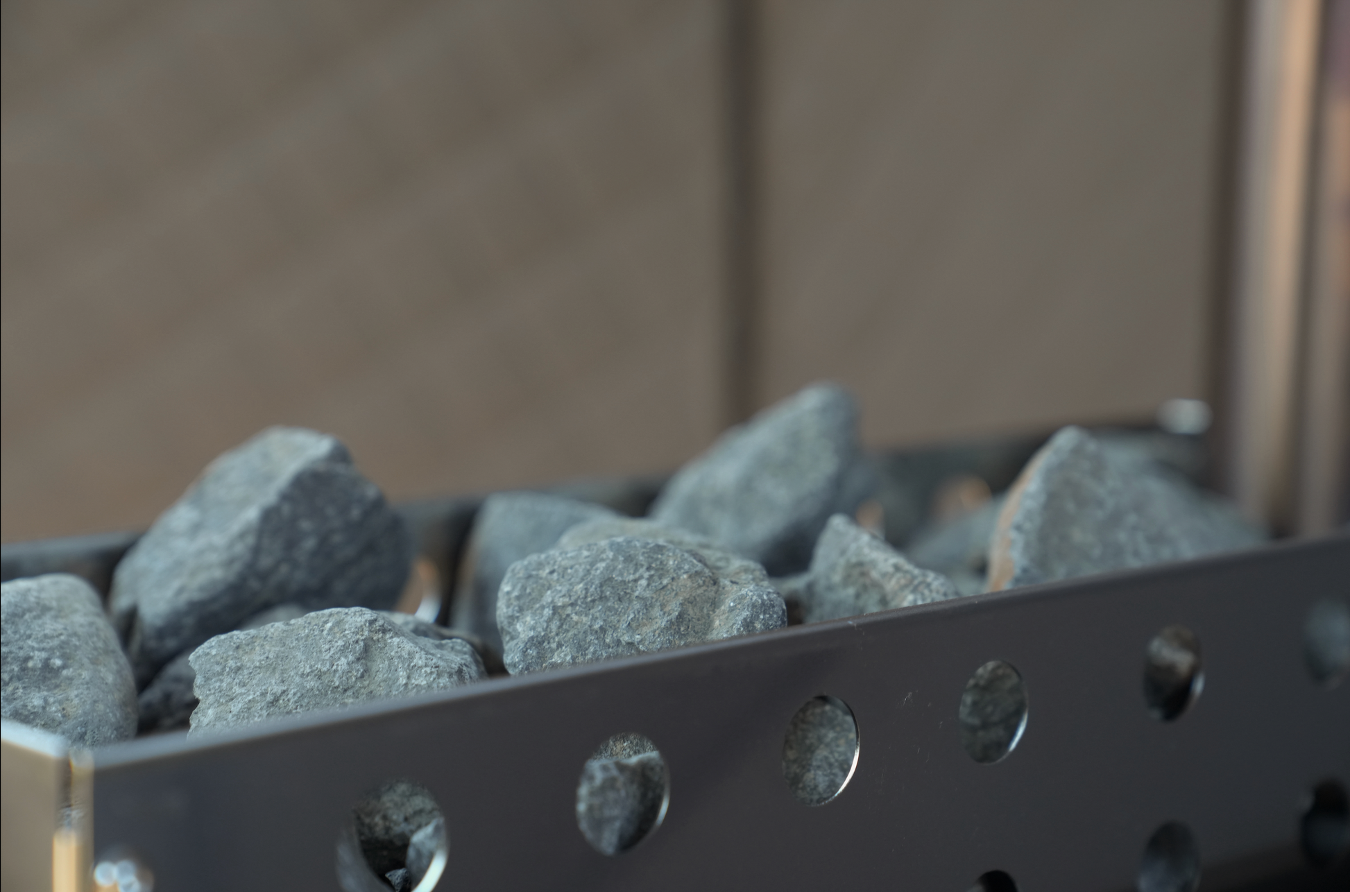 Heated rocks inside the Dome Sauna Tent Pro Package (8-person) for relaxing spa experience