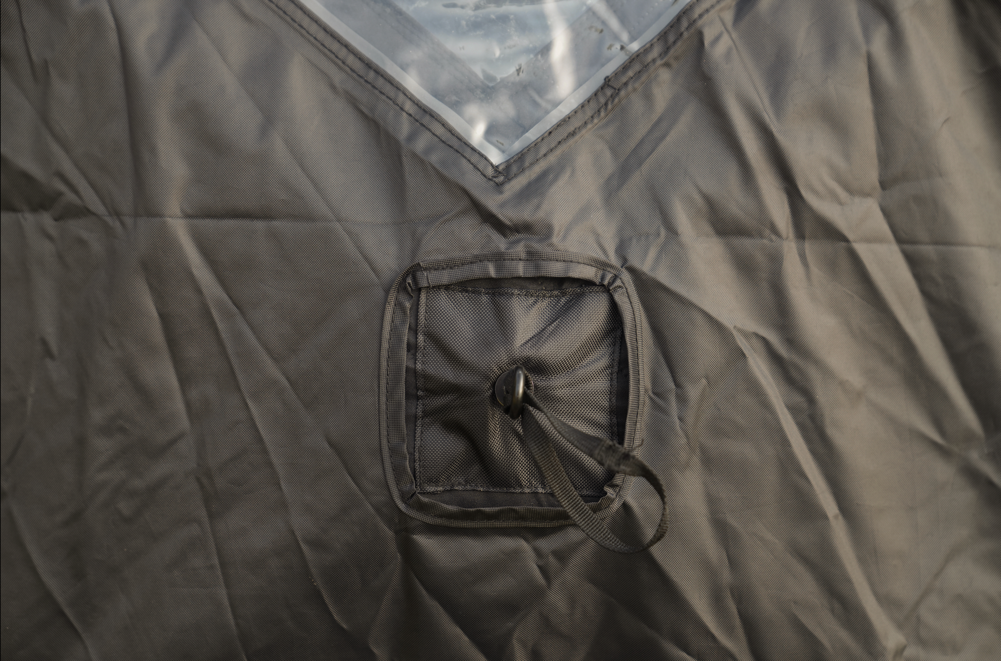 Close-up of Nova 4 Sauna Tent Premium Package (4-person) fabric with window detail.