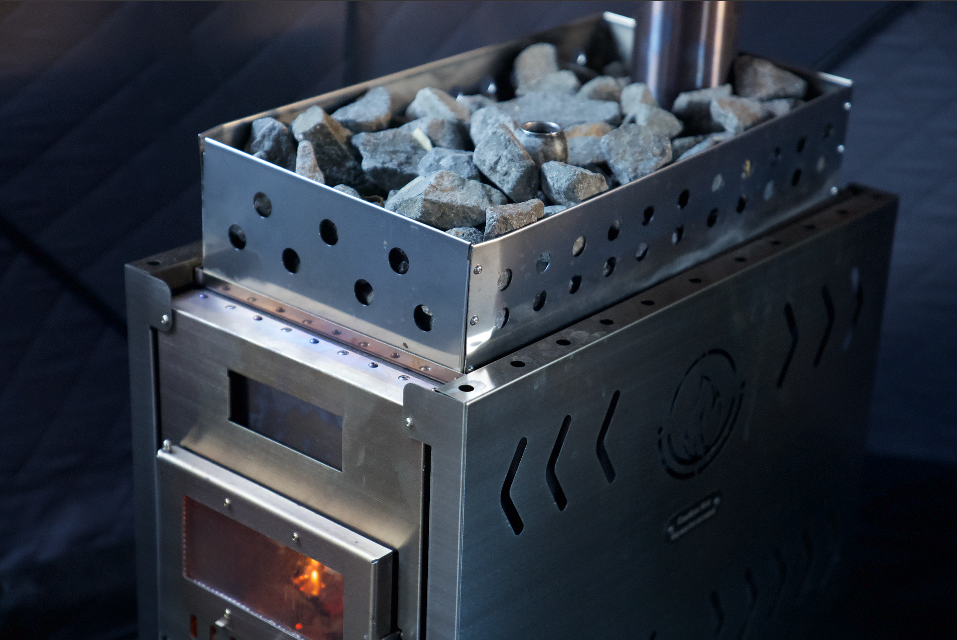 Stainless-Steel Sauna Tent Wood Stove XL with Rock Basket for intense heat and relaxation