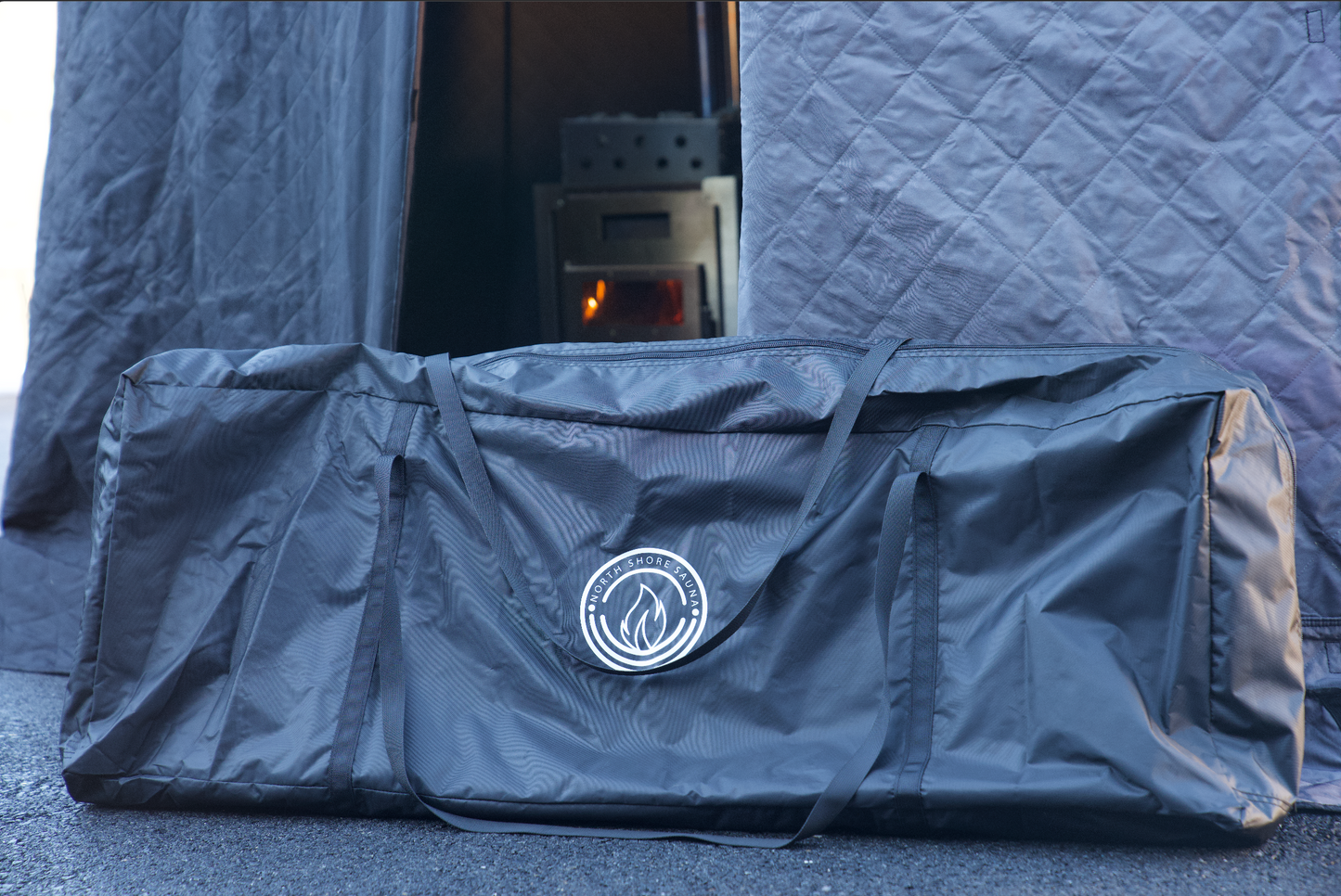 Foldable portable sauna bench in carrying case