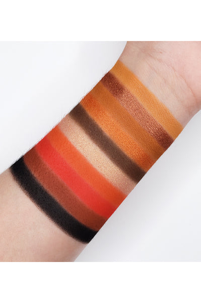 Swatches of Go2 SEDUCTION - GES03 palette showing rich matte and shimmery shades on arm, ideal for everyday neutrals to smoky looks.