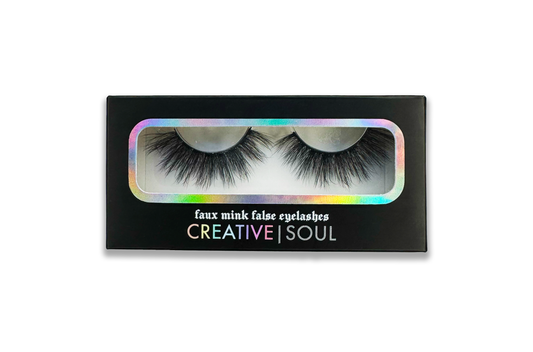 Shadow faux mink false eyelashes in packaging - ultra-dramatic cat eye effect, wispy, fluffy, vegan & cruelty-free