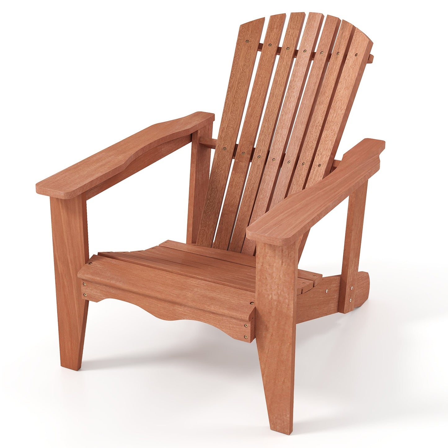 Solid Wood Adirondack Chair with High Backrest and Wide Armrests, ergonomic design, sturdy construction, 400 lbs capacity.
