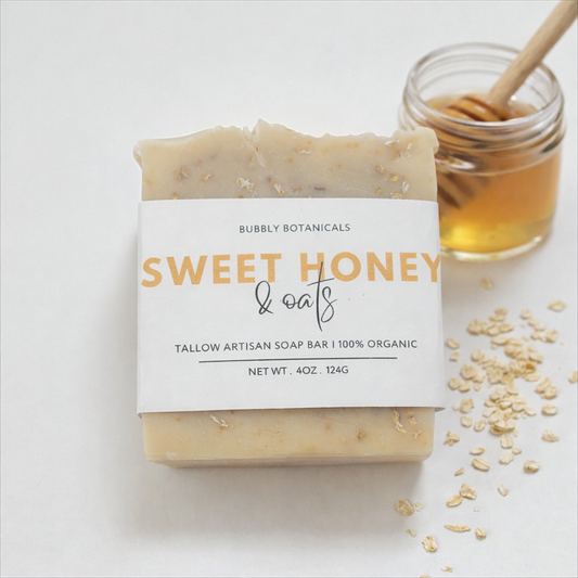 Handcrafted Tallow Soap - Sweet Honey & Oats | Honey Almond Scent