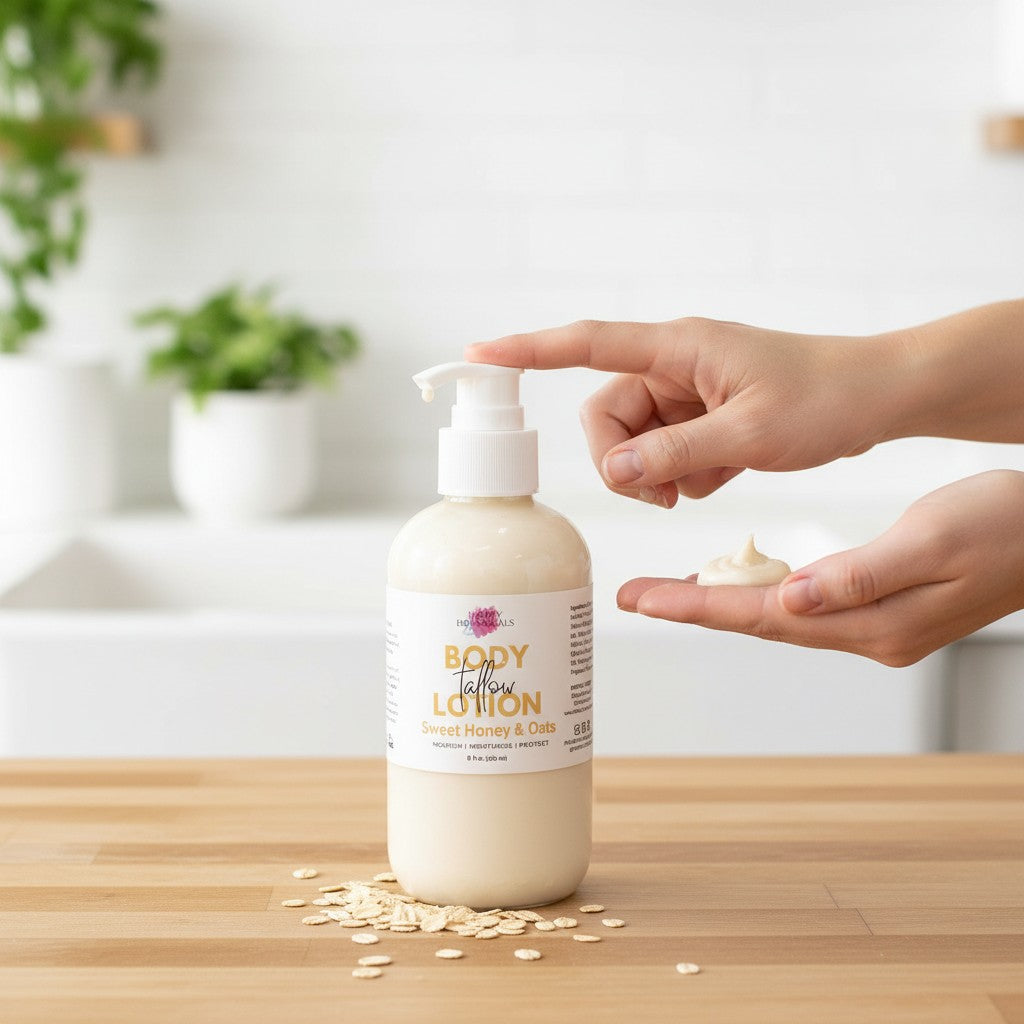 Tallow Body Lotion - Sweet Honey & Oats | Honey Almond Scent