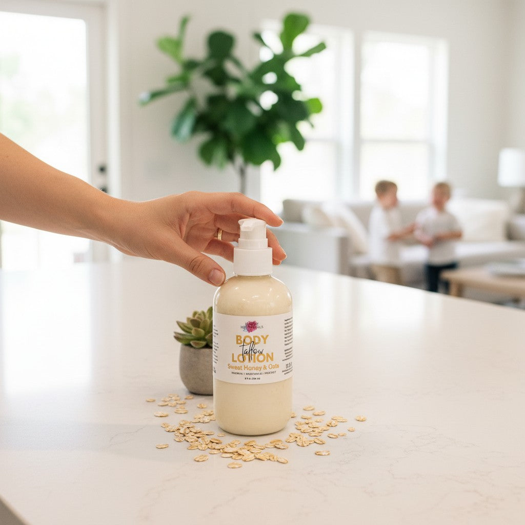 Tallow Body Lotion - Sweet Honey & Oats | Honey Almond Scent