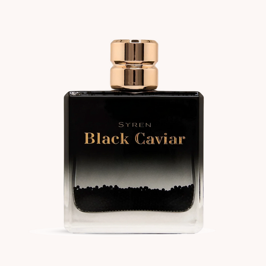 Syren - Black Caviar fragrance bottle with luxurious design, symbolizing confidence, allure, and understated wealth.