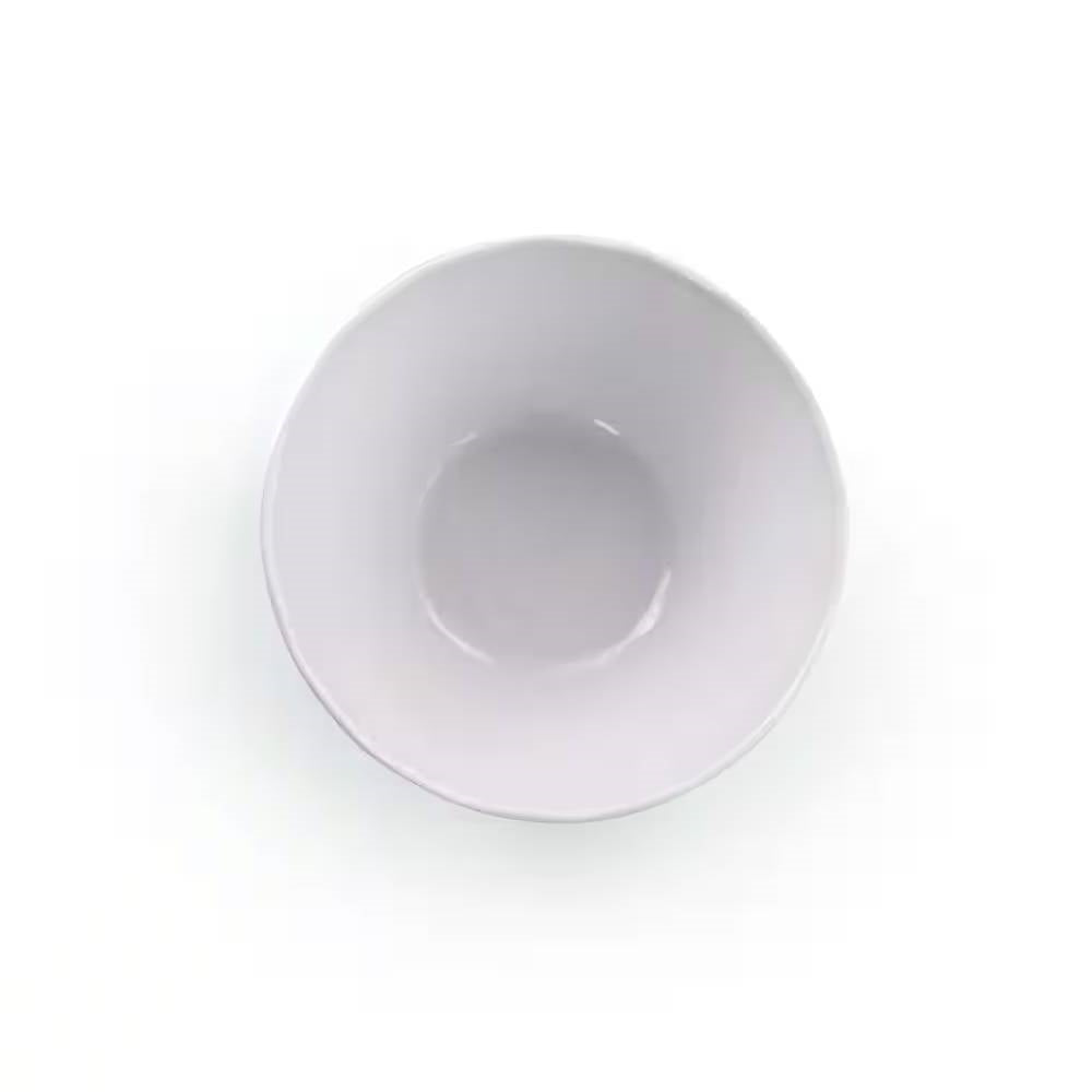 Top view of a single bowl from the 12-Piece Melamine Plates Bowls Dinnerware Set in Turquoise Blue - Service for 4.