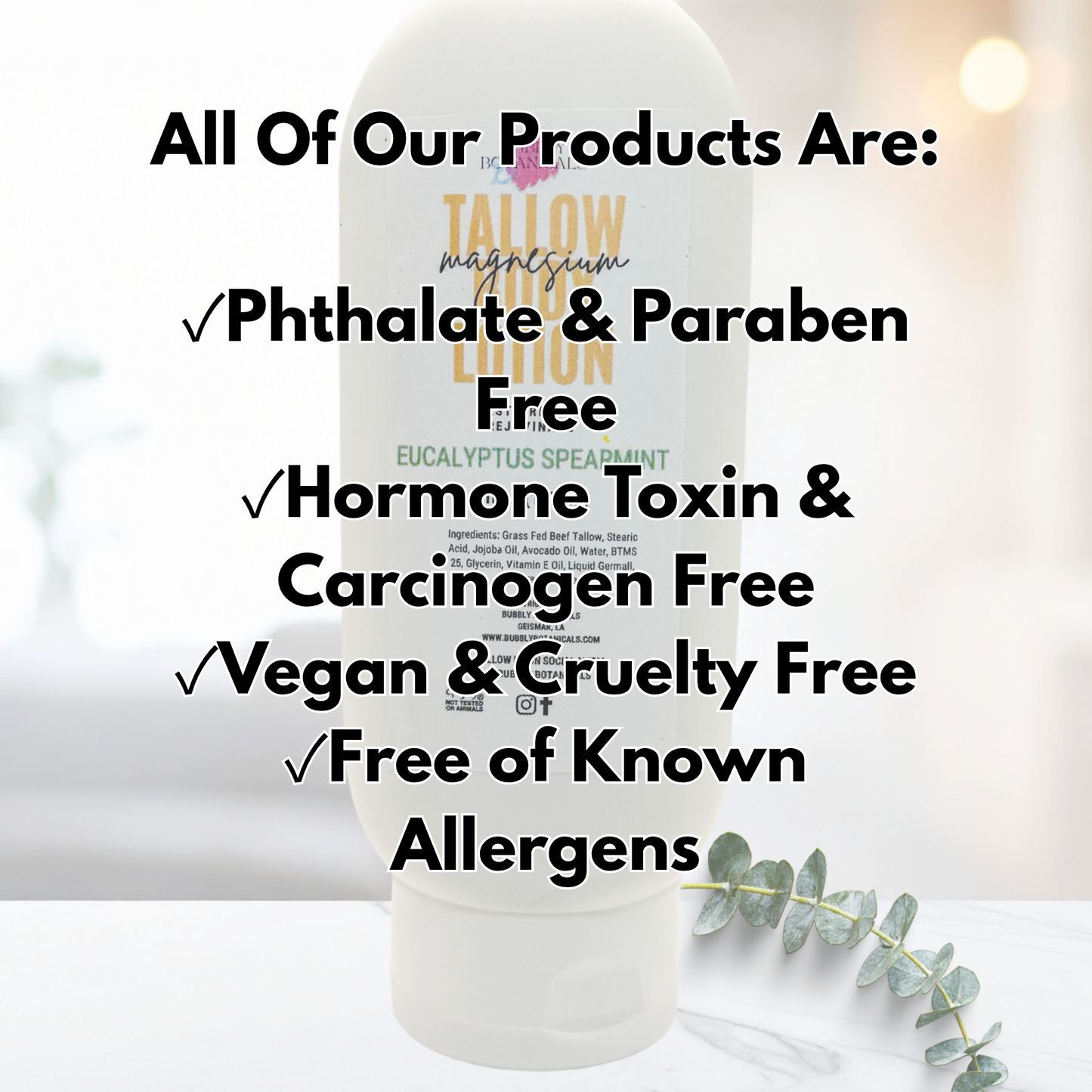 Magnesium Tallow Lotion - Unscented | Relaxation & Muscle Relief