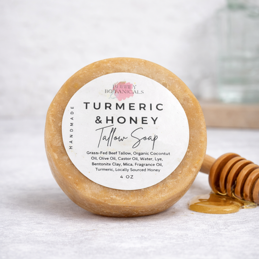 Handcrafted Tallow Soap - Turmeric & Honey Facial Soap | Clear, Glowing Skin
