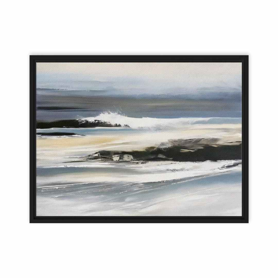 Ocean Waves Crashing on Rocks canvas print, capturing the vibrant beauty of ocean waves against the rocky shoreline.