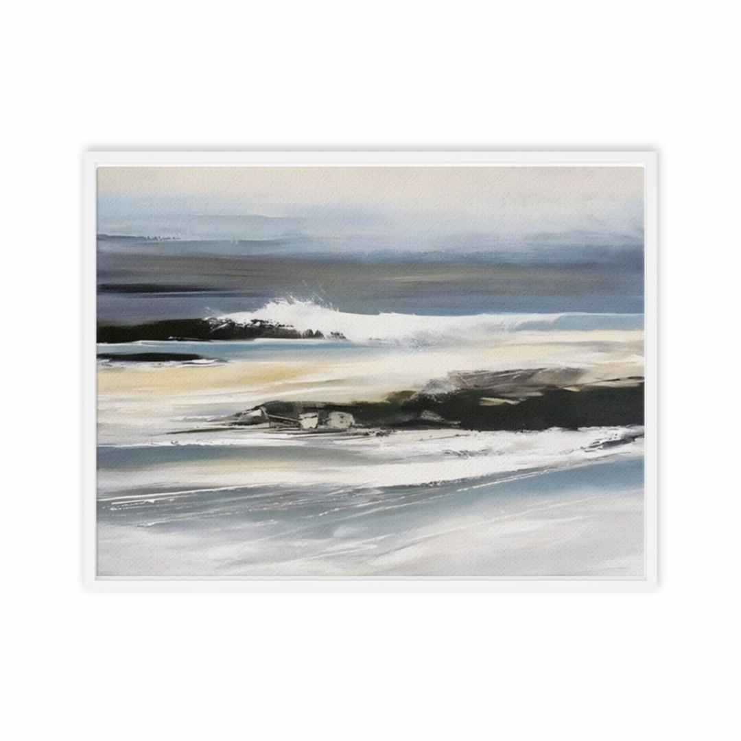 Canvas print of ocean waves crashing on rocks, showcasing the sea's powerful nature and coastal charm. Ocean Waves Crashing on Rocks.