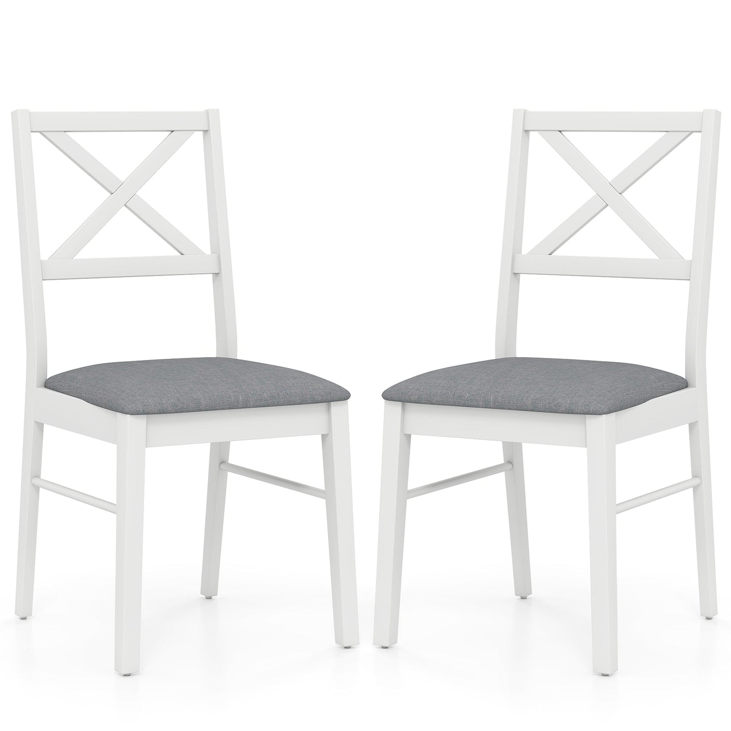 Upholstered Side Dining Chairs Set of 2 with Rubber Wood Frame