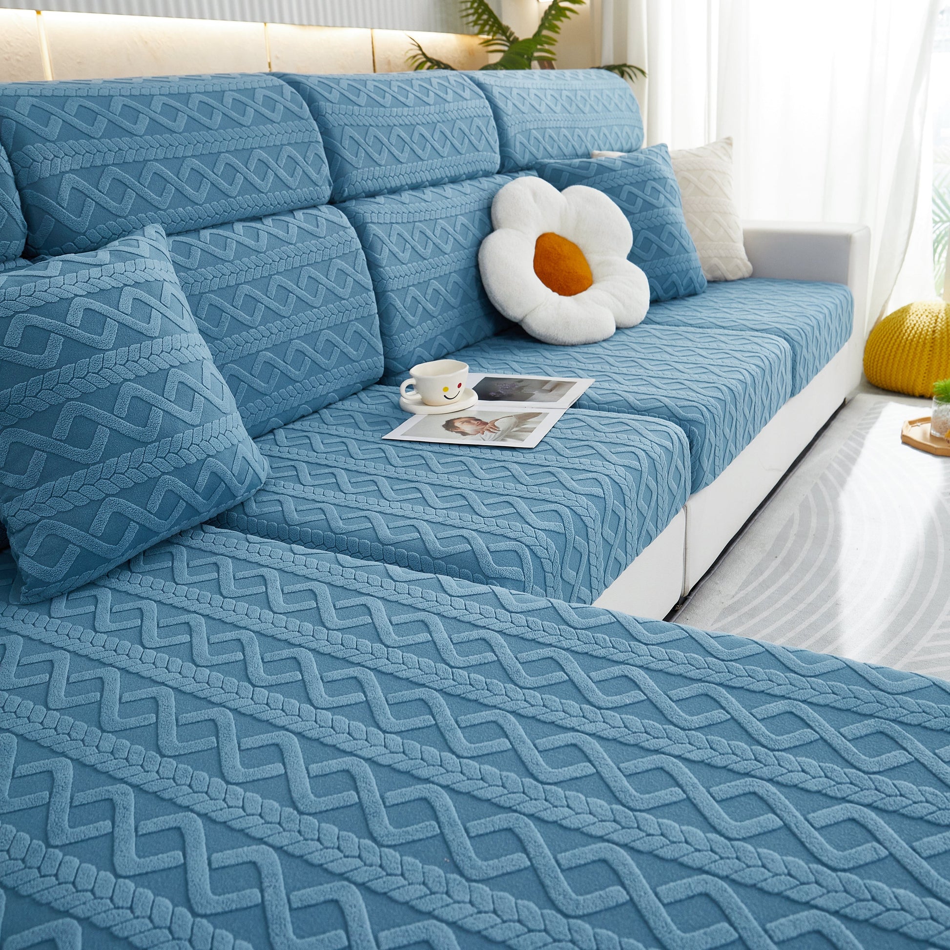 Stretch Couch Seat Cushion Covers, Sofa Slipcover Sofa Cover Soft Flexibility with Elastic Bottom in a modern living room