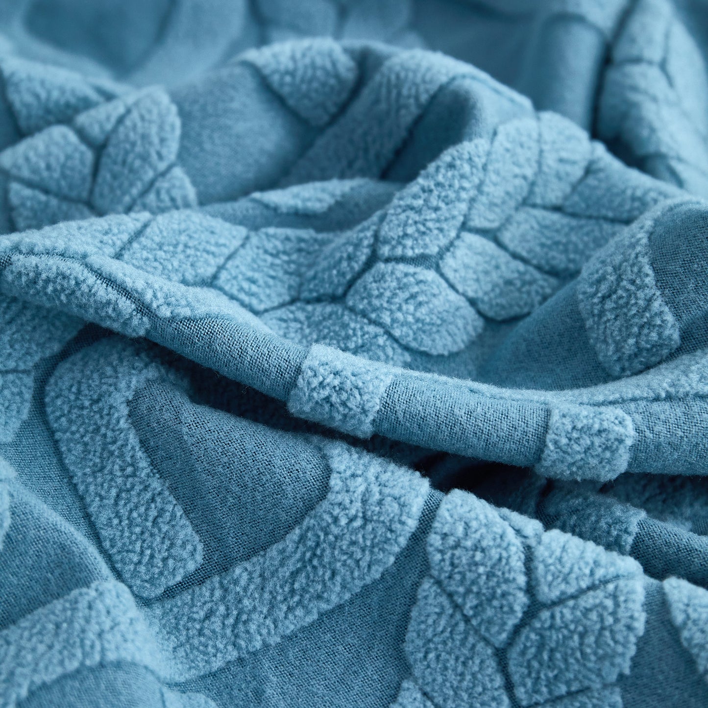 Close-up of blue textured fabric used in Stretch Couch Seat Cushion Covers, Sofa Slipcover Sofa Cover Soft Flexibility with Elastic Bottom.