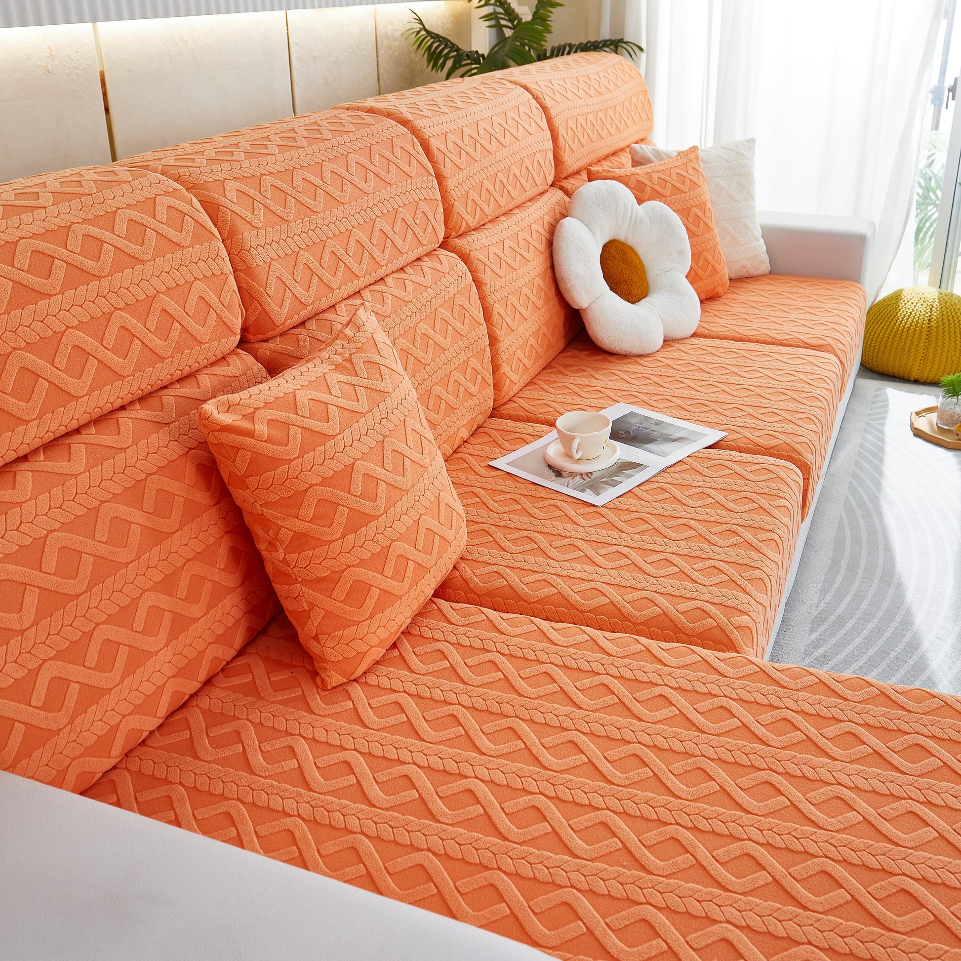 Stretch Couch Seat Cushion Covers, Sofa Slipcover Sofa Cover Soft Flexibility with Elastic Bottom in vibrant pattern