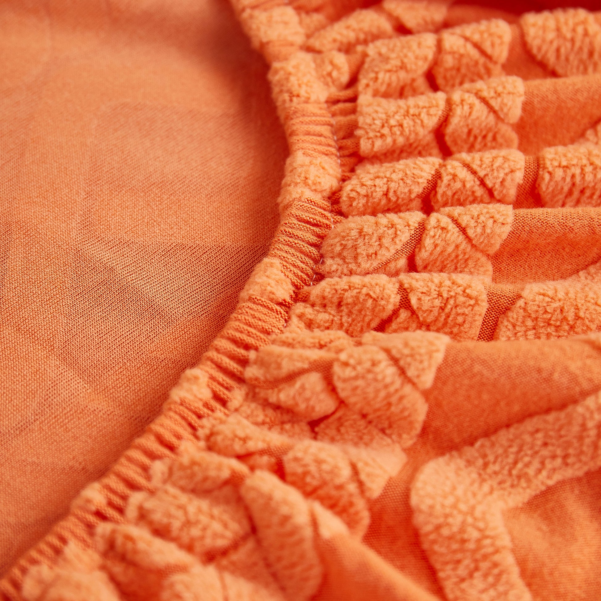 Close-up of Stretch Couch Seat Cushion Covers, Sofa Slipcover Sofa Cover Soft Flexibility with Elastic Bottom in orange fabric.