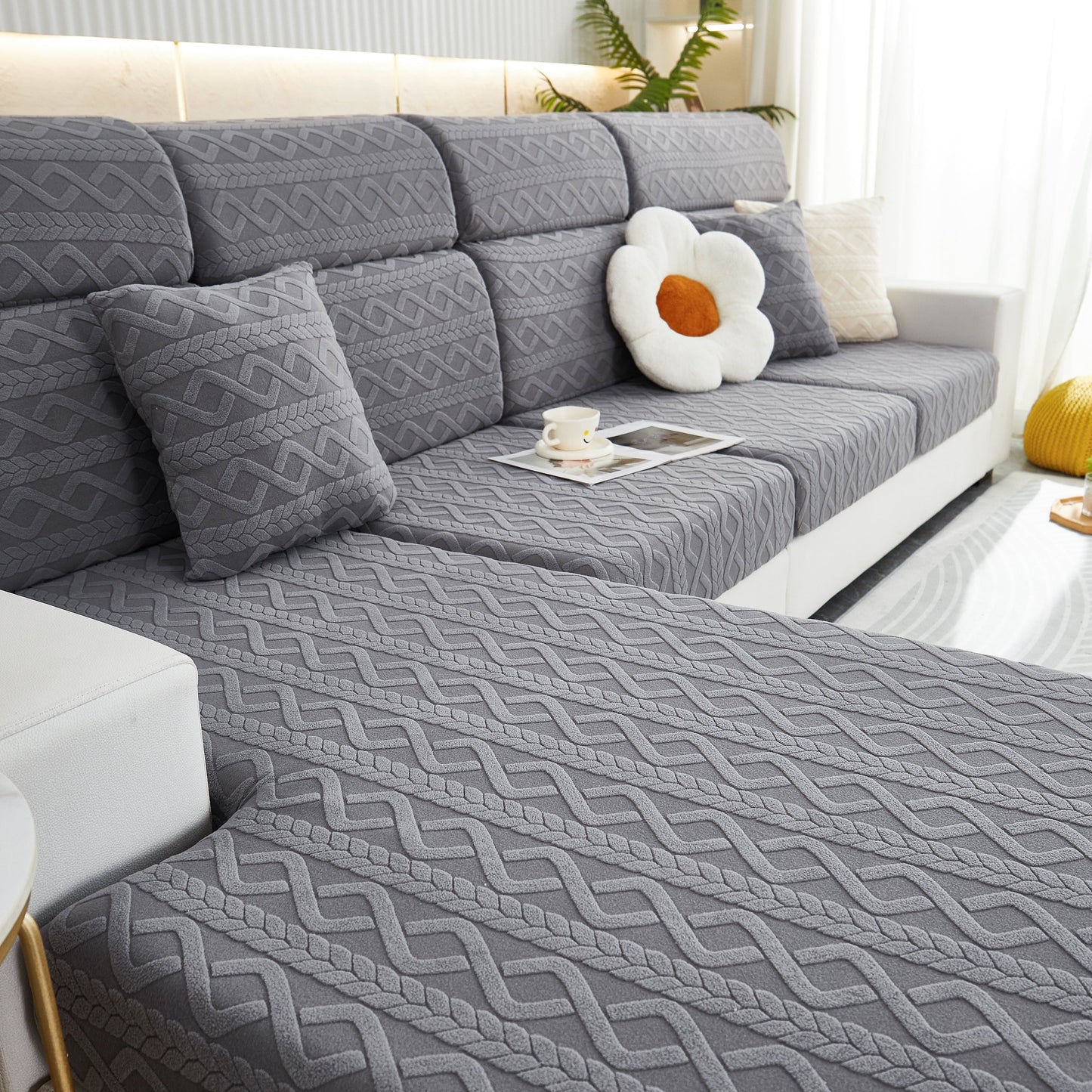 Stretch Couch Seat Cushion Covers, Sofa Slipcover Sofa Cover Soft Flexibility with Elastic Bottom in modern living room