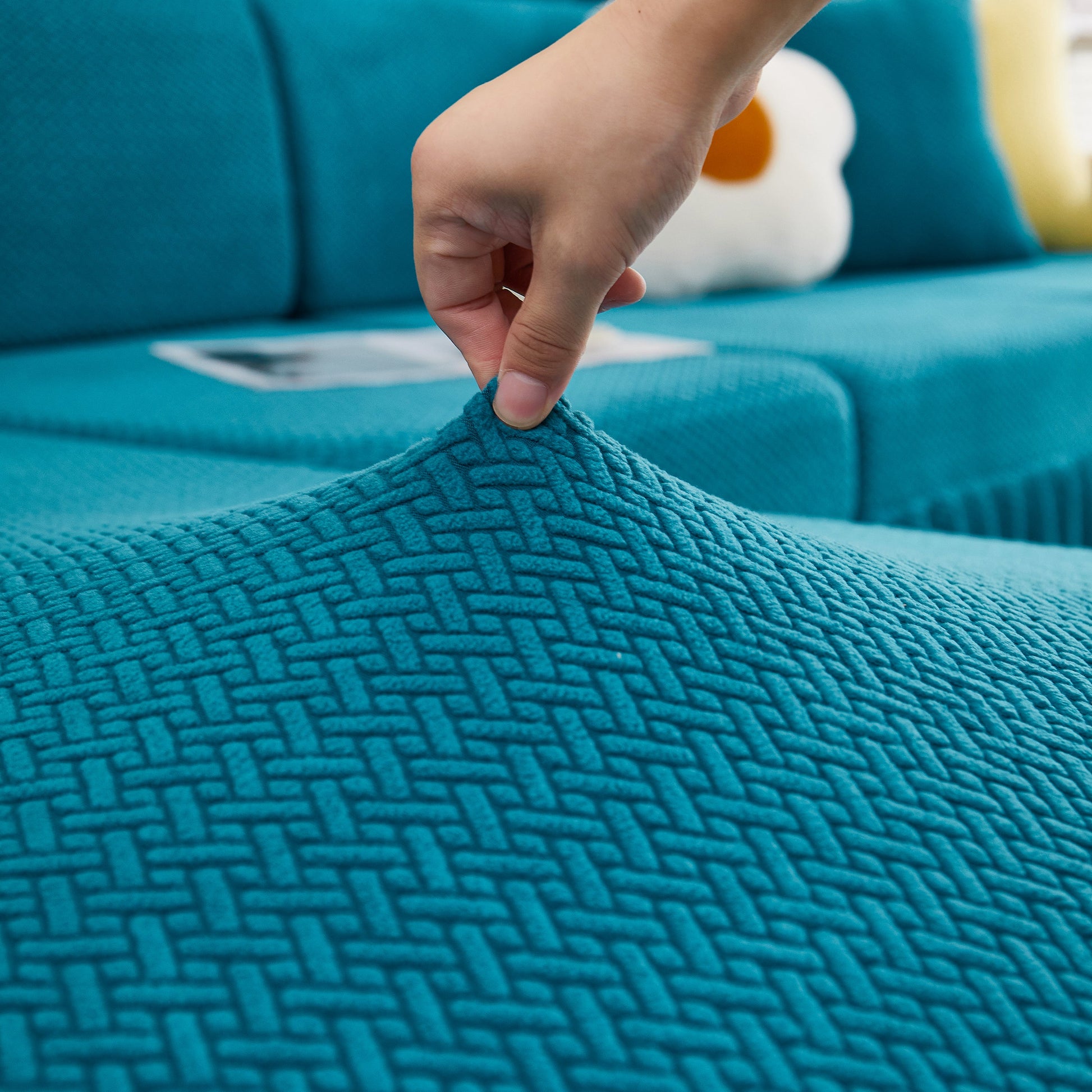 Tailored Sofa Cushion Covers Stretch Couch Seat Covers with Skirt for Sectional Sofas in premium polar fleece fabric