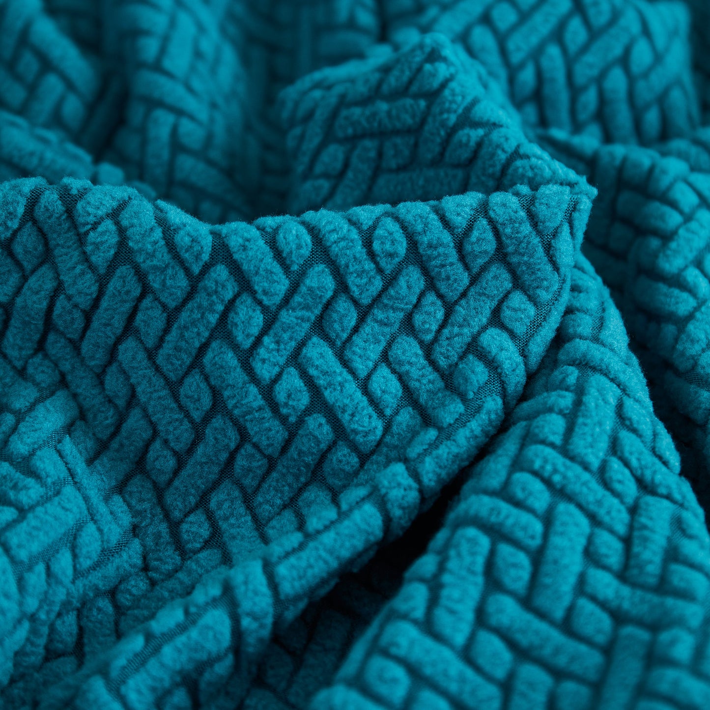 Teal polar fleece fabric for Tailored Sofa Cushion Covers Stretch Couch Seat Covers with Skirt for Sectional Sofas close-up