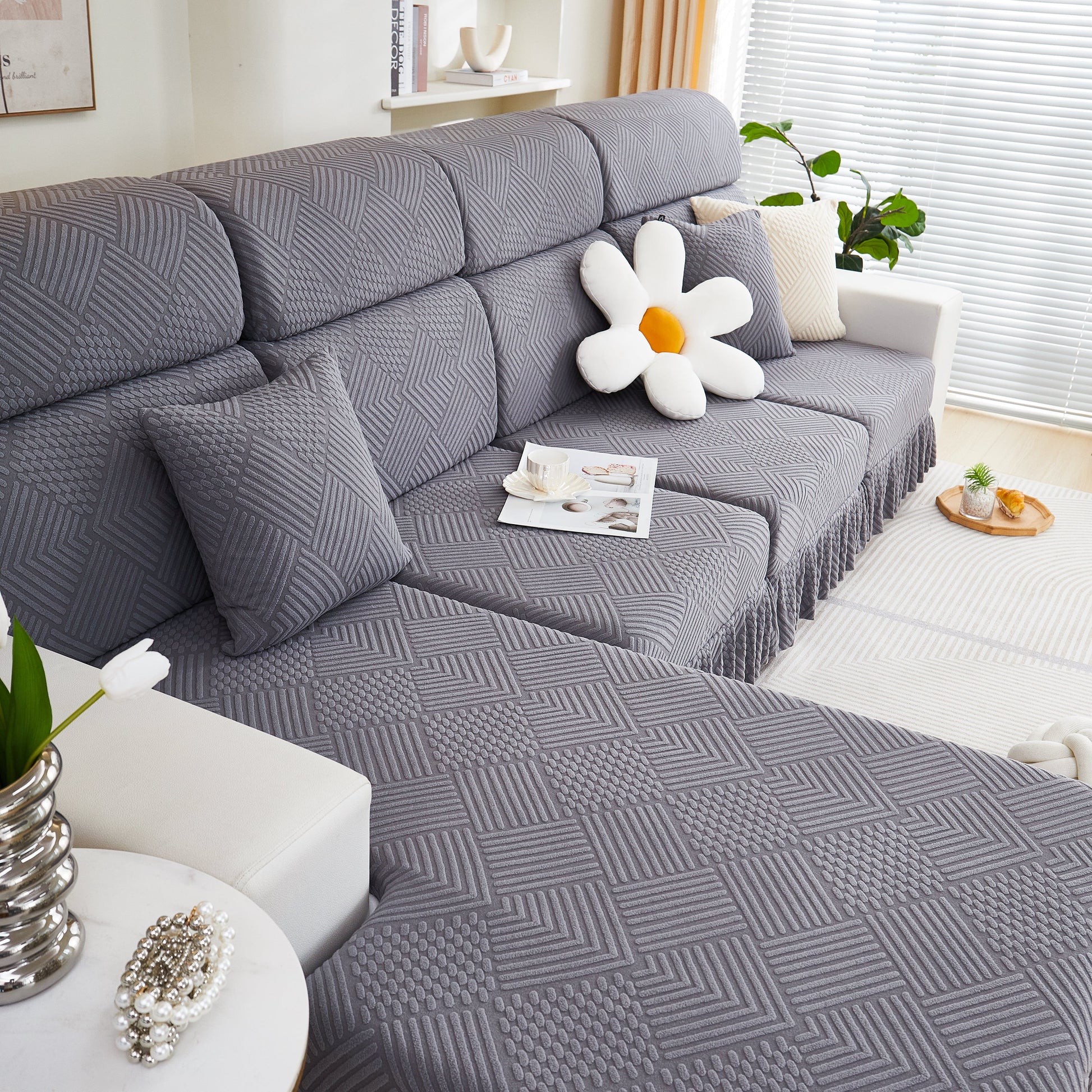 Living room with Stretch Sofa Covers for Couch Seats and Cushions, Suitable for 1/2/3/4/L Seater Sofas and Couches in elegant design
