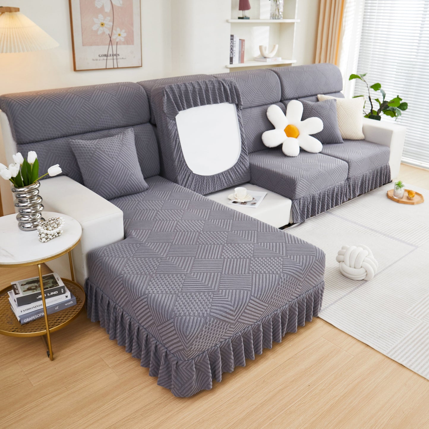 Stretch Sofa Covers for Couch Seats and Cushions, Suitable for 1/2/3/4/L Seater Sofas and Couches, stylish living room setup