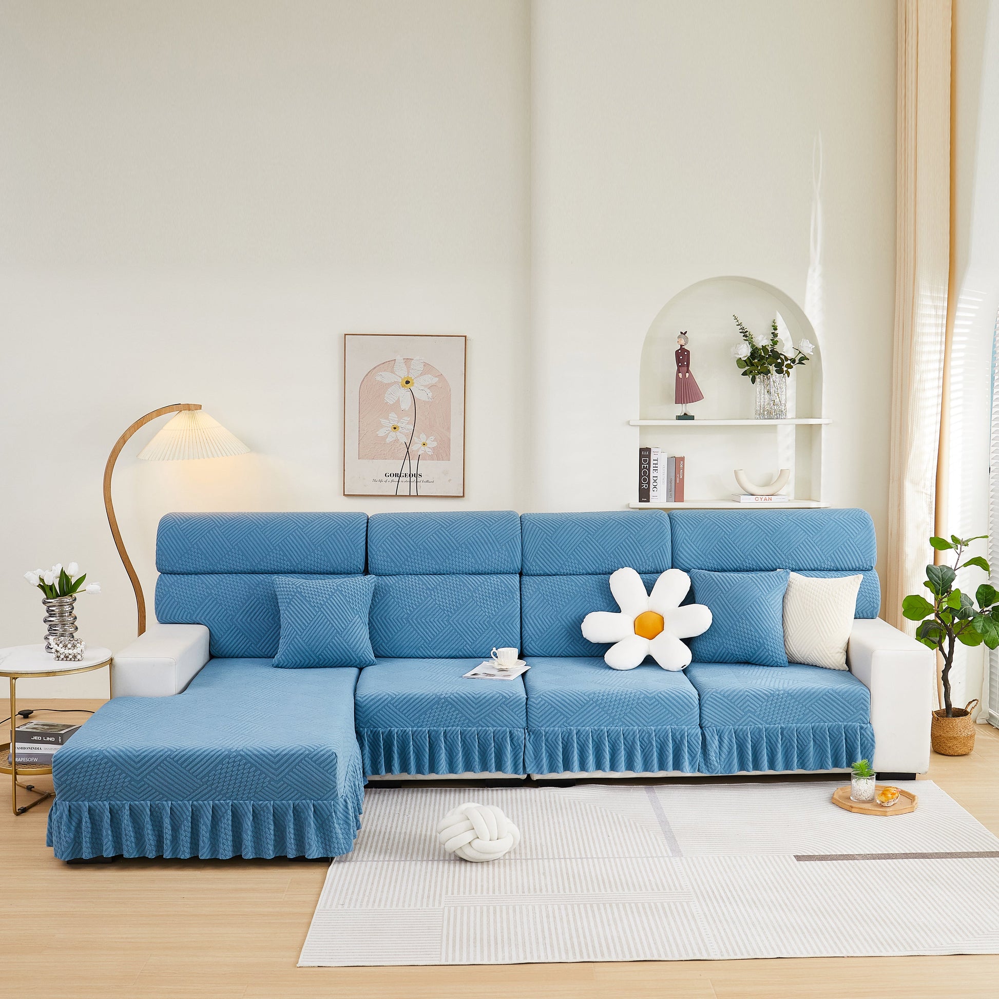 Stretch Sofa Covers for Couch Seats and Cushions, Suitable for 1/2/3/4/L Seater Sofas and Couches in elegant living room