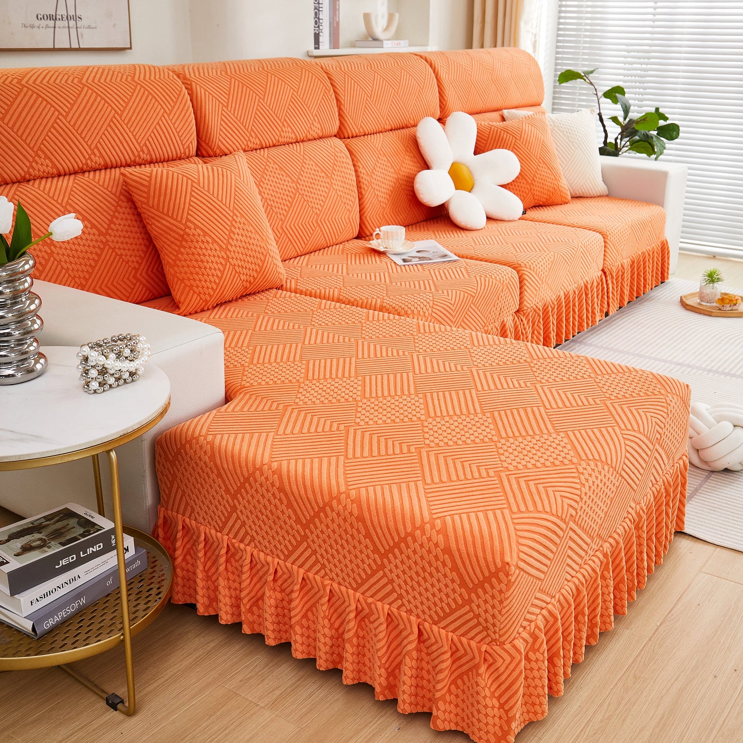 Stretch Sofa Covers for Couch Seats and Cushions, Suitable for 1/2/3/4/L Seater Sofas and Couches in living room setting