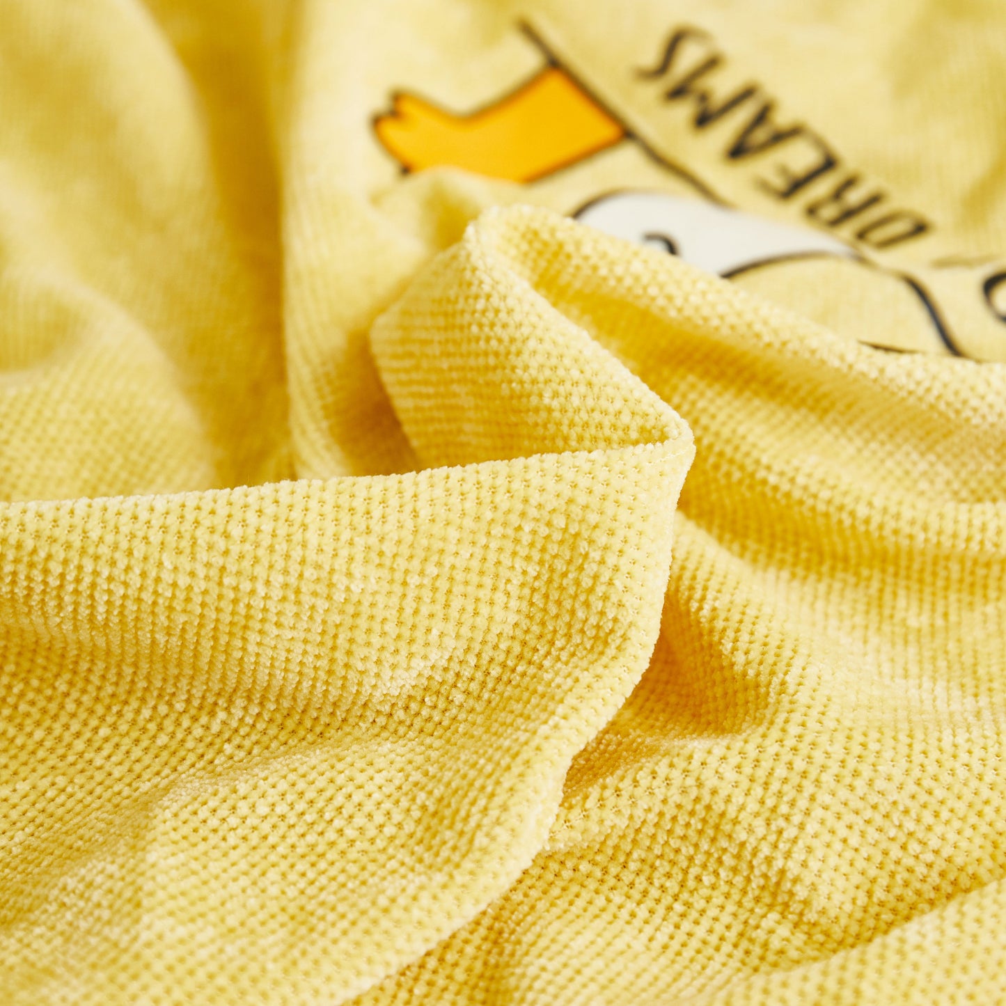 Close-up of yellow chenille fabric for Super Stretch Seat Cushion/Couch Slipcover, Solid Couch Cushion Covers Washable Furniture Protector