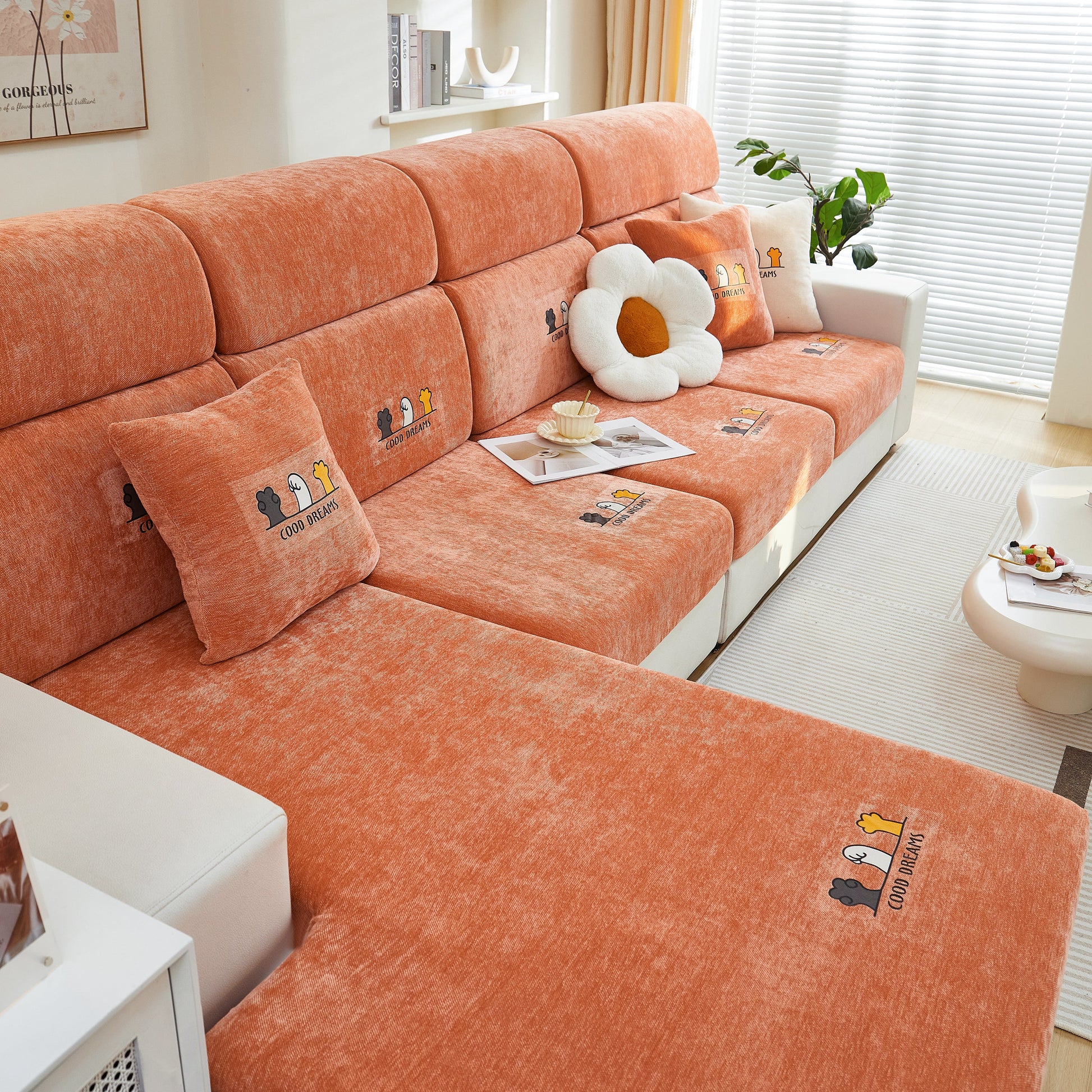 Super Stretch Seat Cushion/Couch Slipcover, Solid Couch Cushion Covers Washable Furniture Protector on modern sofa