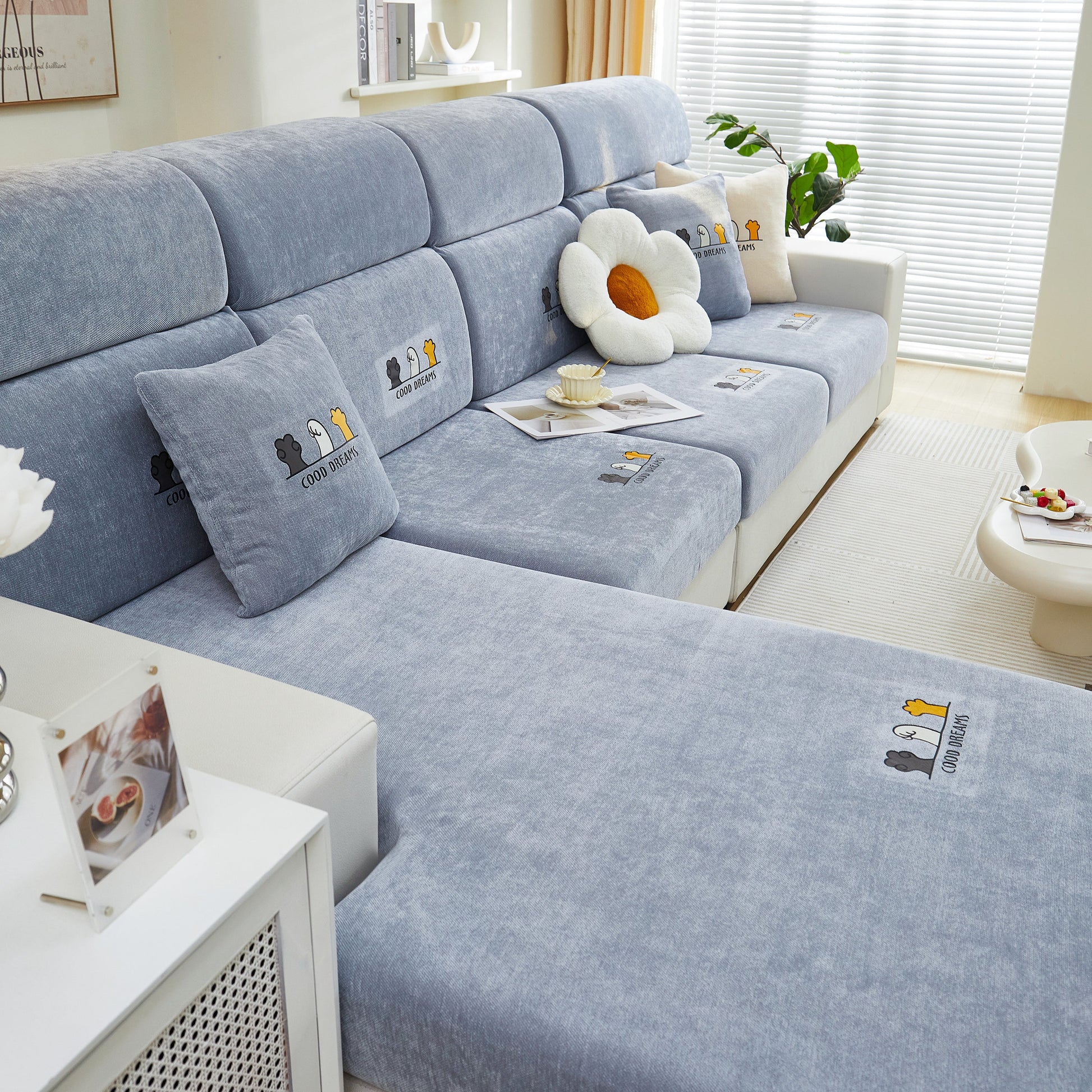 Super Stretch Seat Cushion/Couch Slipcover, Solid Couch Cushion Covers Washable Furniture Protector on modern sofa