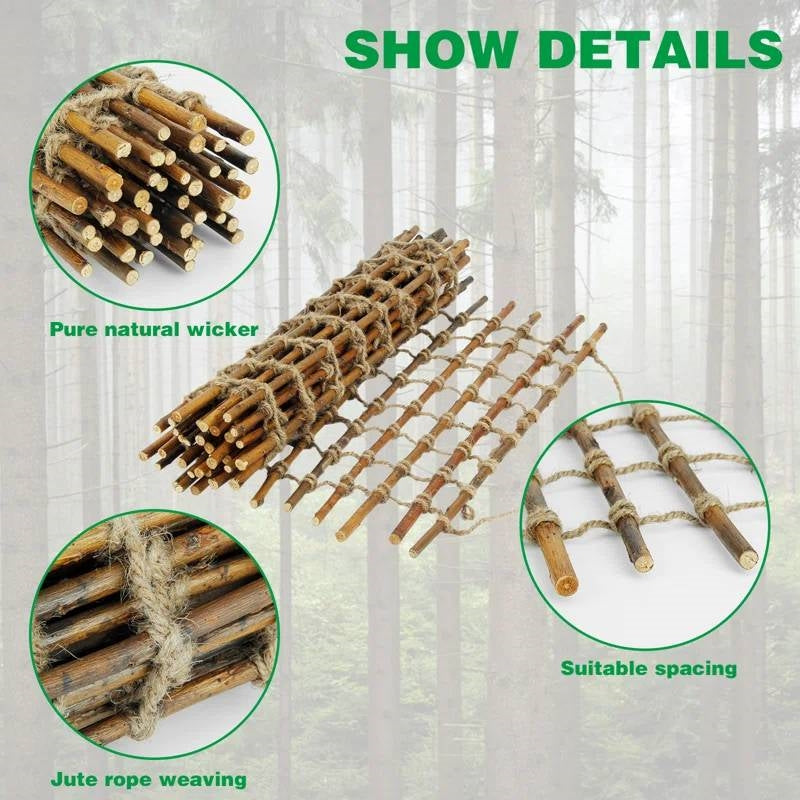 Details of Indoor Outdoor Wall Hanging Willow Wood and Jute Garden Trellis with pure natural wicker and jute rope weaving